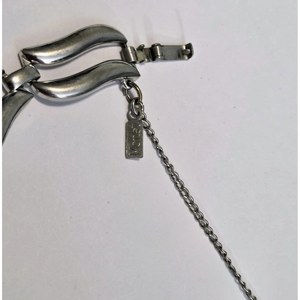 Vintage MONET Wavy‎ Link Silver Tone Bracelet Safety Chain 7